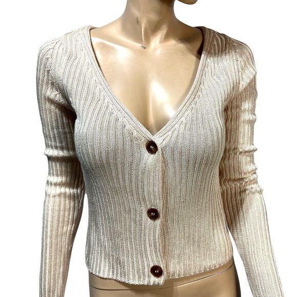 Free People Game On Cardigan Cream Beige Cardi White Swan Size S Small NWT - Picture 2 of 10